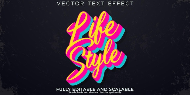Bezpłatny wektor edytowalny efekt tekstowy styl życia 3d vintage i retro styl czcionki