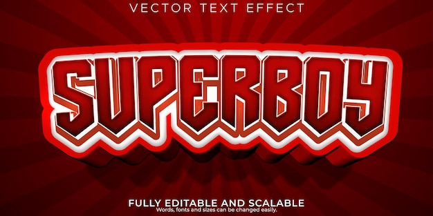 Bezpłatny wektor edytowalny efekt tekstowy superboya i komiksowy styl tekstu