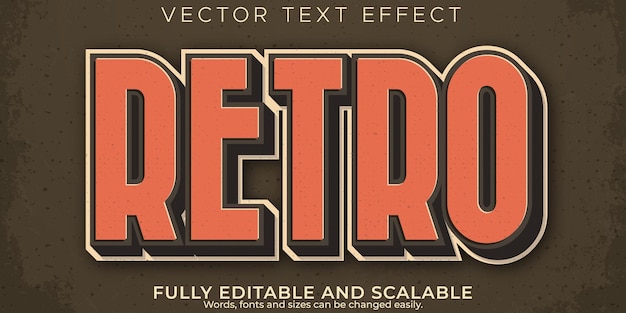 Edytowalny efekt tekstu w stylu vintage, retro i klasyczny styl tekstu