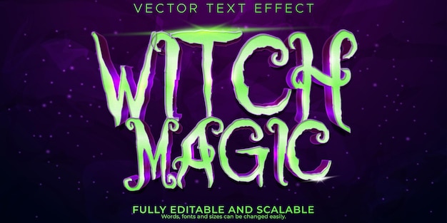 Bezpłatny wektor edytowalny kreator efektów tekstowych magiczny 3d i styl czcionki czarownic