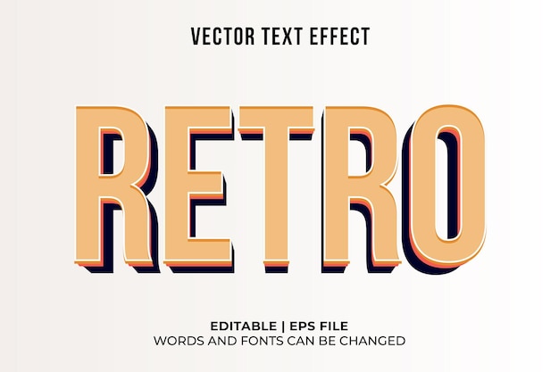 Bezpłatny wektor edytowalny szablon efektu tekstu w stylu retro
