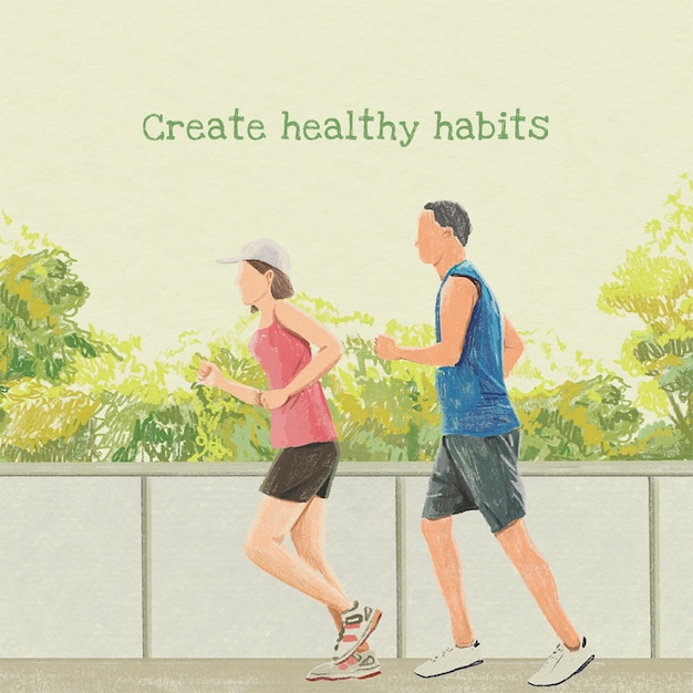 Edytowalny szablon joggingu na świeżym powietrzu z cytatem, twórz zdrowe nawyki