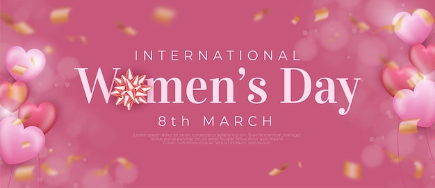 Edytowalny tekst 8 marca efekt stylu dla międzynarodowego banera obchodów dnia kobiet