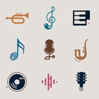 Bezpłatny wektor edytowalny zestaw ikon wektorowych do edycji muzyki