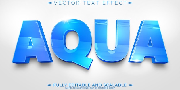 Bezpłatny wektor efekt tekstowy aqua water edytowalny styl tekstu morskiego i oceanicznego