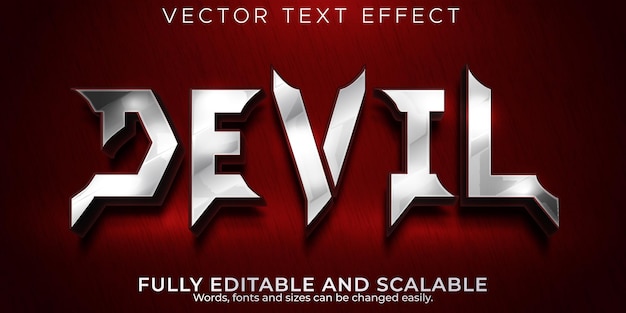Bezpłatny wektor efekt tekstowy diabła; edytowalny styl tekstu demon i piekło