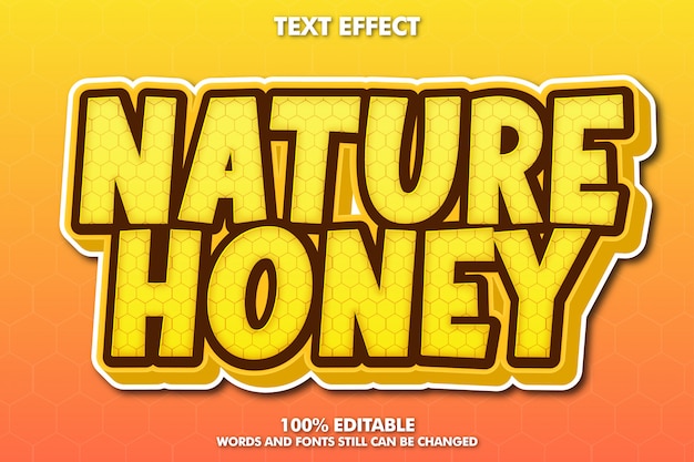 Bezpłatny wektor efekt tekstowy miodu natury