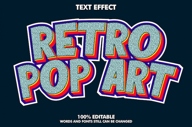 Bezpłatny wektor efekt tekstowy retro pop-art z bogatą teksturą