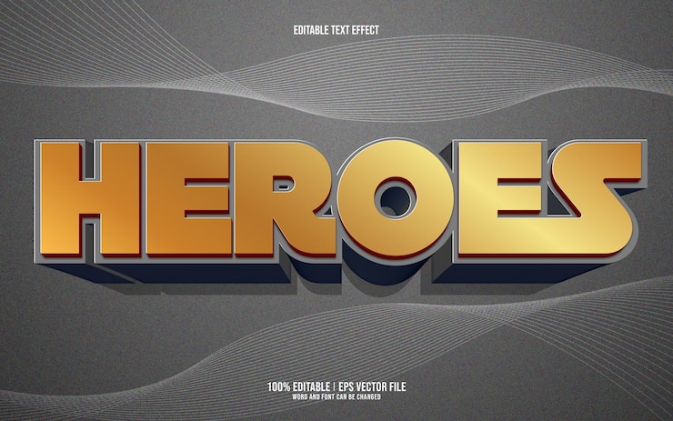 Bezpłatny plik Wektor efekt tekstu edytowalnego heroes 3d