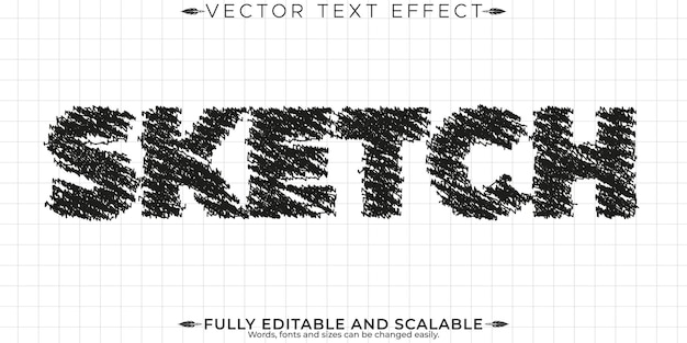 Bezpłatny wektor efekt tekstu szkicu edytowalny rysunek i styl tekstu architekta