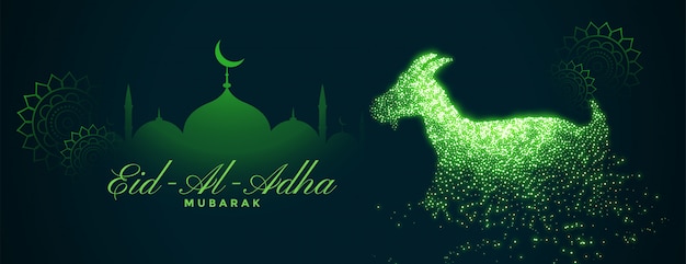 Bezpłatny wektor eid al adha bakrid festiwal zielony sztandar