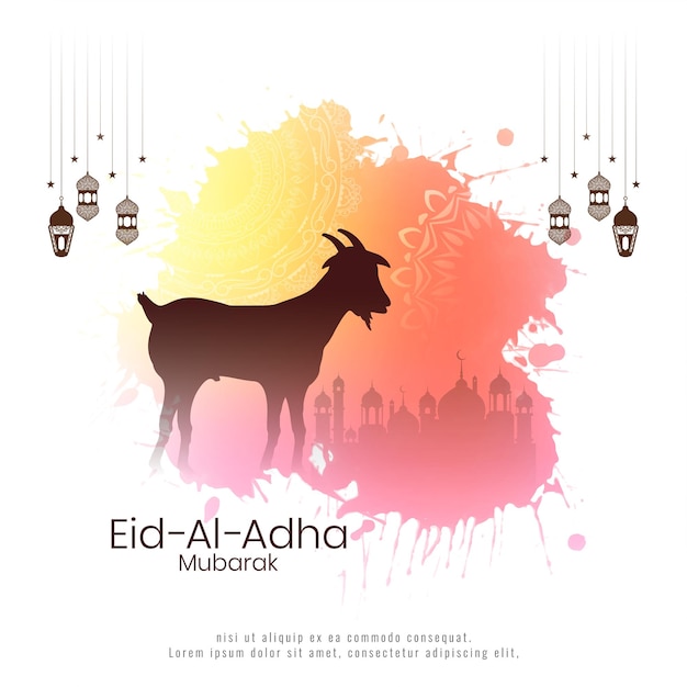 Eid Al Adha mubarak kolorowy wzór tła akwarela