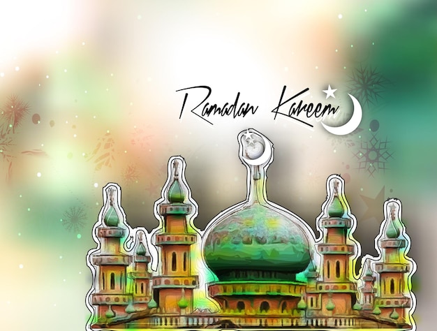 Bezpłatny wektor eid al adha mubarak ramadan kareem tekst rozmycie tła ilustracji wektorowych