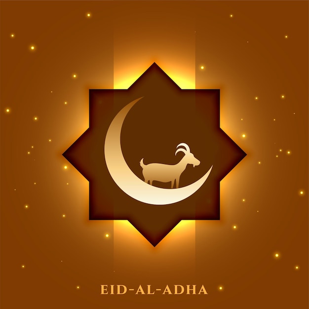 Bezpłatny wektor eid al adha piękne powitanie z półksiężycem i kozą
