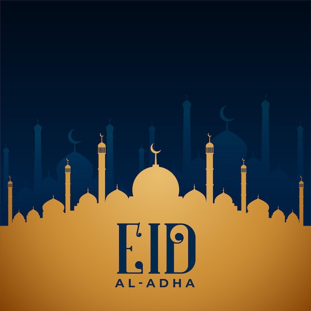 Eid al adha złote tło meczetu