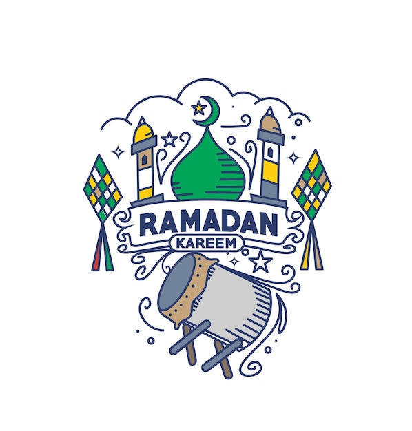 Eid Mubarak Celebration Kaligrafia Stylowy Napis Ramadan Kareem Tekst Z Ilustracji Wektorowych Meczetu