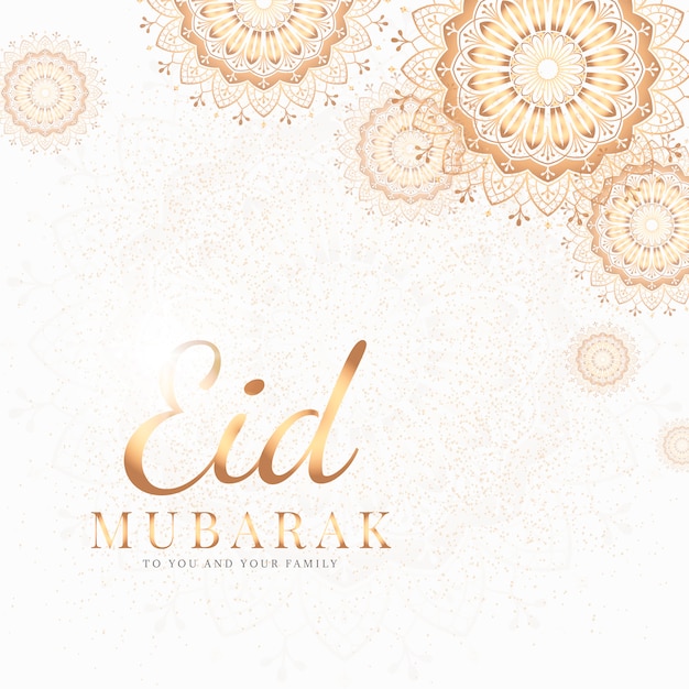 Bezpłatny wektor eid mubarak karta z mandala deseniowym tłem