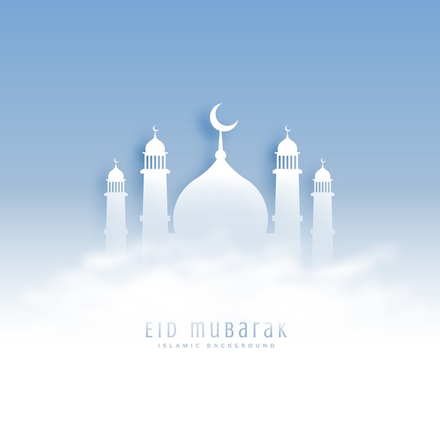 Eid mubarak tle z meczetu i chmur