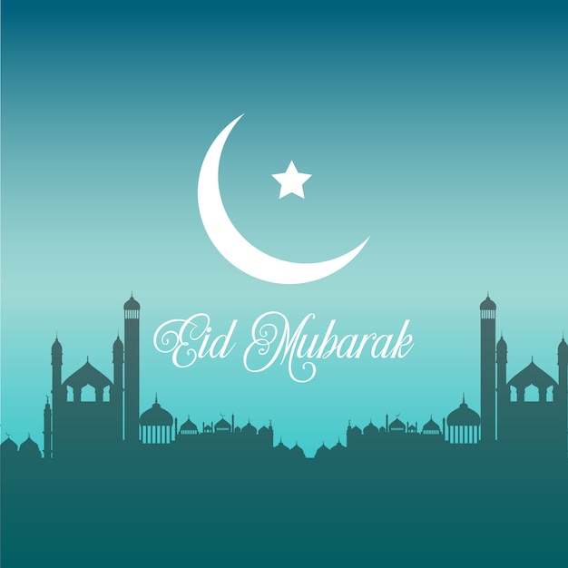 Eid Mubarak Tło Z Sylwetkami Meczety