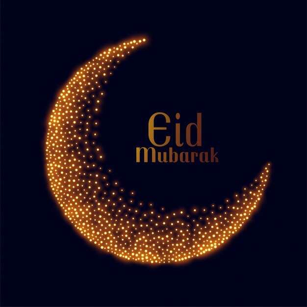 Eid mubarak złoty blask księżyca