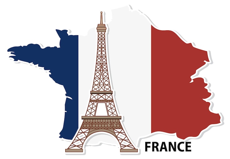 Bezpłatny plik Wektor eiffel tower with french flag and map