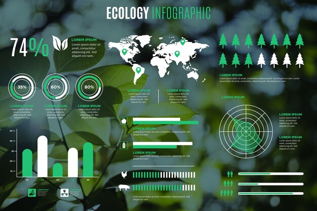 Ekologia infographic szablon ze zdjęciem