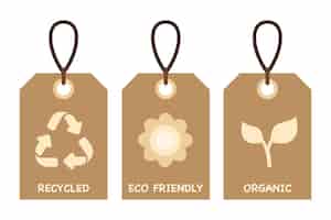Bezpłatny wektor ekologiczne ekologiczne etykiety z recyklingu produktów organicznych