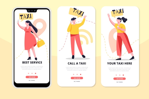 Ekrany Aplikacji Usług Taxi Na Telefonie