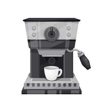 Ekspres do kawy wektor ikona ekspres do kawy z ilustracją filiżanki w stylu kreskówki
