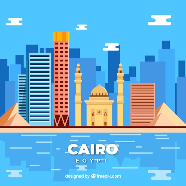 Elegancka Linia Horyzontu Cairo Z Płaskiej Konstrukcji
