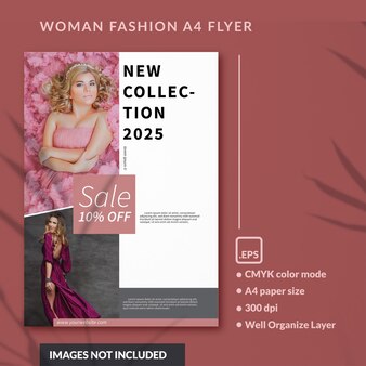 Elegancka luksusowa moda damska kobiecy szablon magazynu a4 w kolorze różowym!
