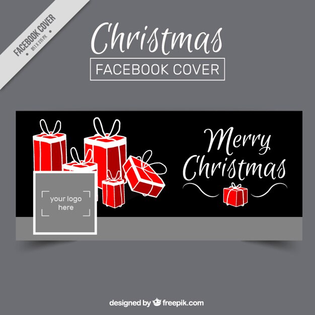 Elegancki Facebook Pokrywa Z Rysowane Ręcznie Christmas Prezenty