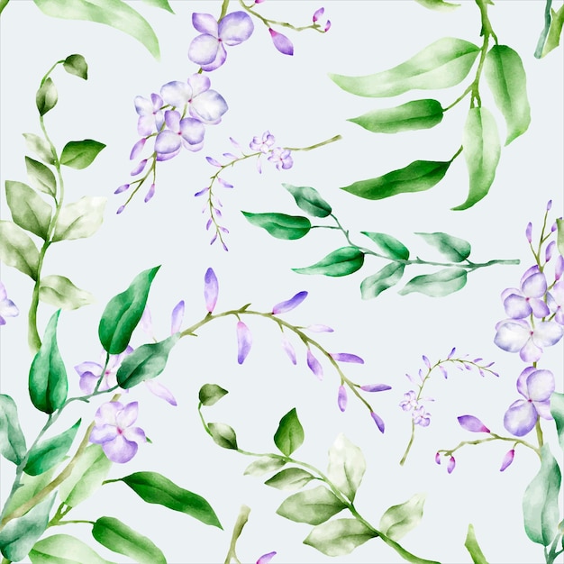 Bezpłatny wektor elegancki kwiecisty bezszwowy wzór z purpurowym kwiatem