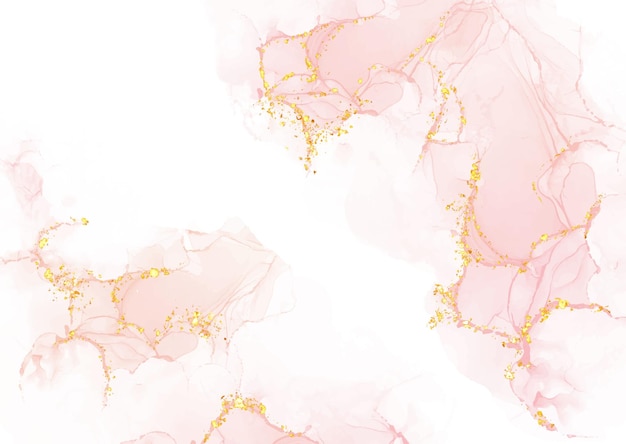 Bezpłatny wektor elegancki pastelowy różowy ręcznie malowany tusz alkoholowy ze złotymi elementami
