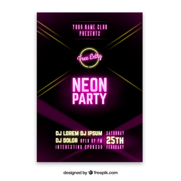 Elegancki plakat z neonowymi plakatami