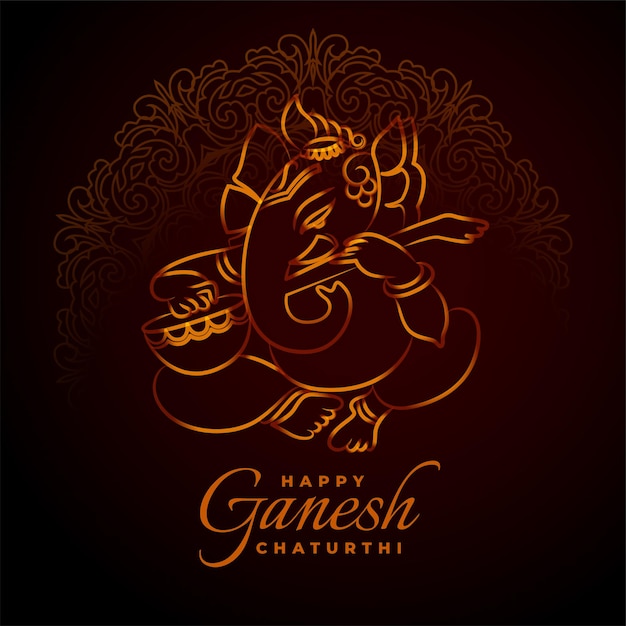 Elegancki Projekt Lord Ganesha Na Indyjski Festiwal Ganesh Chaturthi