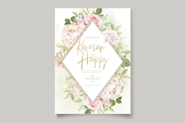 Elegancki, ręcznie rysowane kwiatowy i pozostawia zestaw kart z zaproszeniami na ślub