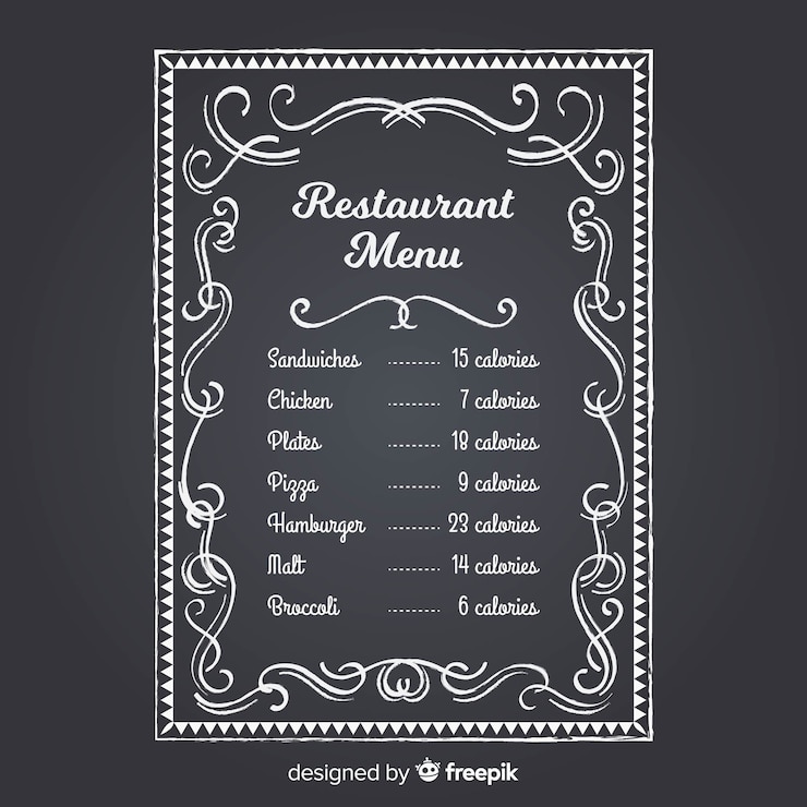 Bezpłatny plik Wektor elegancki szablon menu restauracji w stylu tablicy