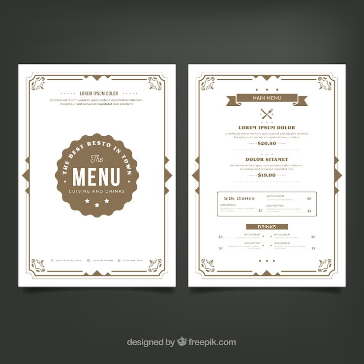 Bezpłatny plik Wektor elegancki szablon menu restauracji z rocznika ozdoby