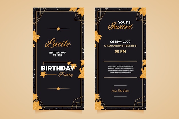 Elegancki szablon zaproszenia karty urodziny