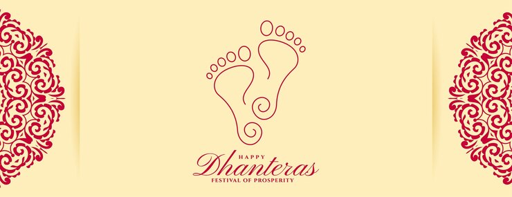 Bezpłatny plik Wektor elegancki sztandar z okazji shubh dhanteras z boginią charan dla wektora błogosławieństwa