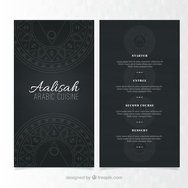 Elegancki wzór arabskiej menu żywności