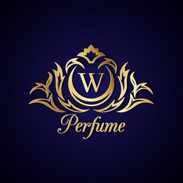 Bezpłatny wektor eleganckie logo perfum ze złotym wzorem