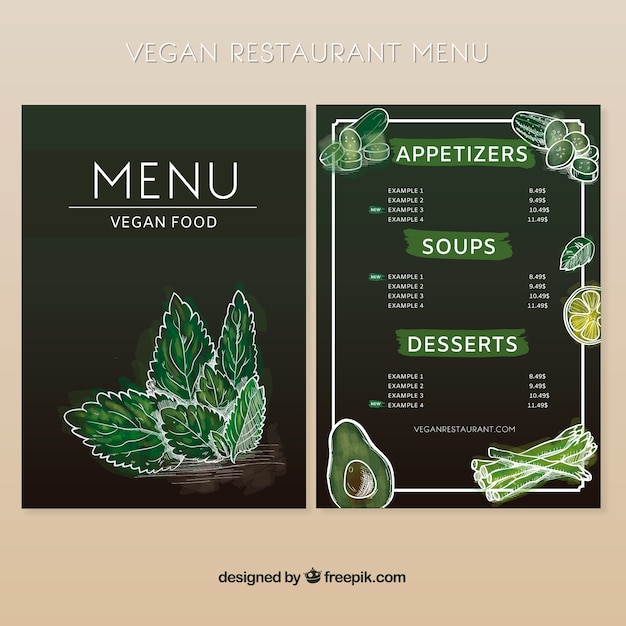 Bezpłatny wektor eleganckie menu wegańskie