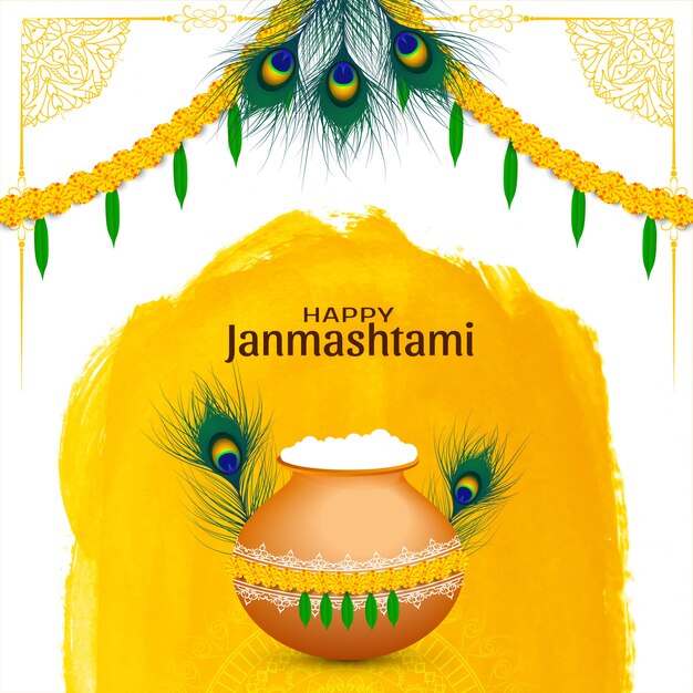 Eleganckie religijne tło Krishna Janmashtami
