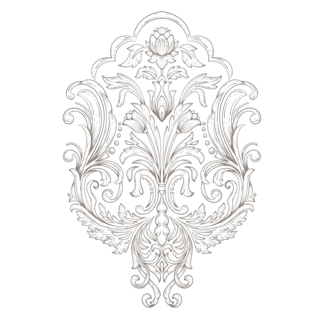 element adamaszku. Ilustracja na białym tle adamaszku. Klasyczny luksusowy staromodny ornament adamaszkowy, królewski wiktoriański tekstura do tapet, tekstyliów, owijania.
