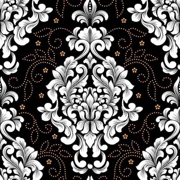 Element adamaszku wektor wzór. Klasyczny luksusowy staromodny ornament adamaszkowy, królewski wiktoriański bezszwowa tekstura do tapet, tekstyliów, owijania. Wykwintny kwiatowy barokowy szablon.