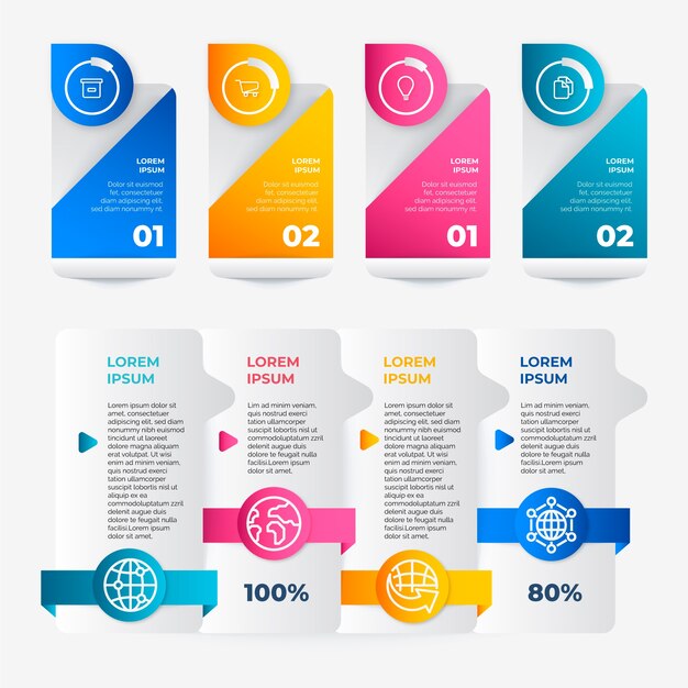 Elementy infograficzne z gradientem