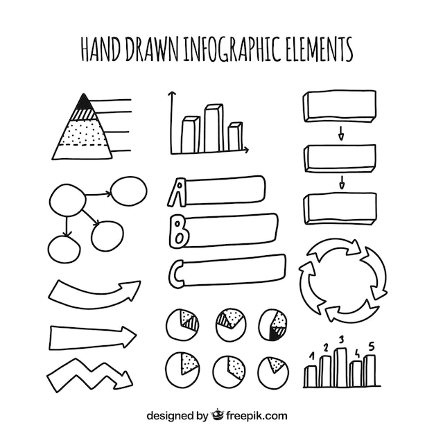 Bezpłatny wektor elementy infograficzne ze stylem ręcznie narysowanym