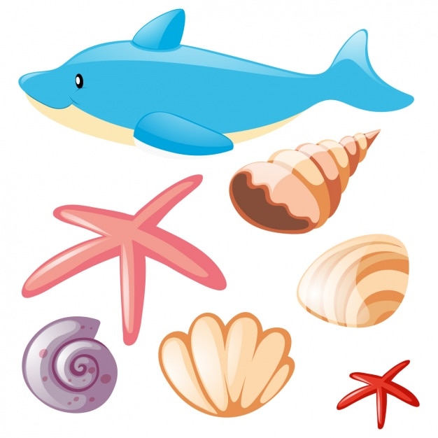 Bezpłatny wektor elementy kolekcji sealife